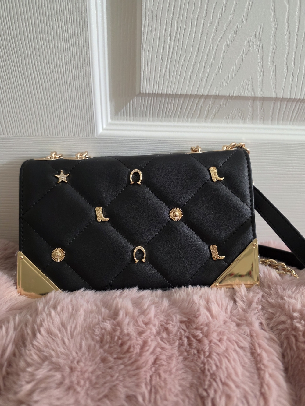 Aldo Glaeswen Black Quilted Western Charm Crossbody Bag
